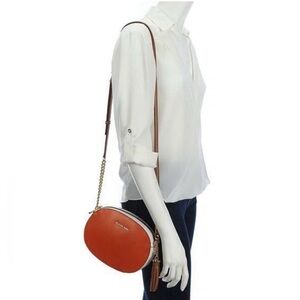 NWT MICHAEL KORS GINNY MEDIUM MESSENGER COLORBLOCK MIMOSA/ORANGE/WHITE-$248